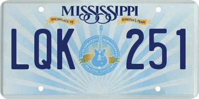 MS license plate LQK251