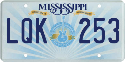 MS license plate LQK253