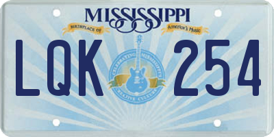 MS license plate LQK254