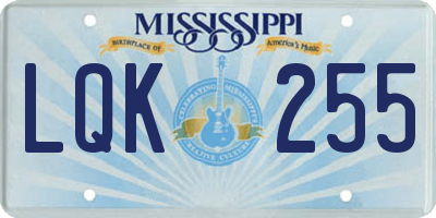 MS license plate LQK255