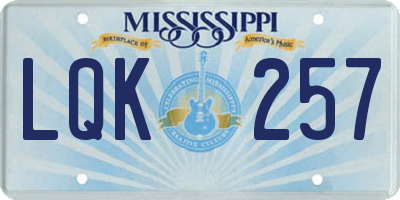 MS license plate LQK257