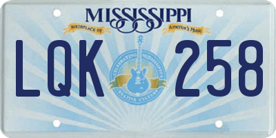 MS license plate LQK258