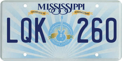 MS license plate LQK260