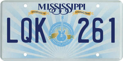 MS license plate LQK261