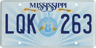 MS license plate LQK263