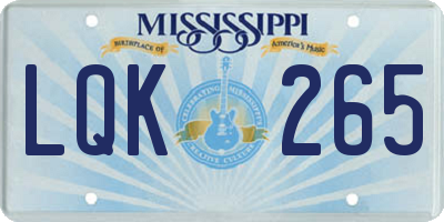 MS license plate LQK265