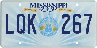 MS license plate LQK267