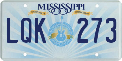 MS license plate LQK273