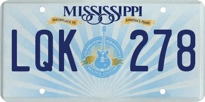 MS license plate LQK278