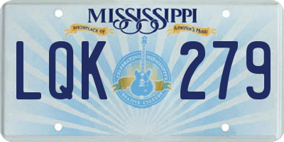 MS license plate LQK279