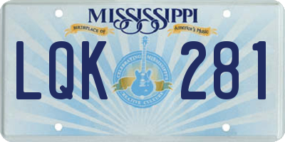 MS license plate LQK281