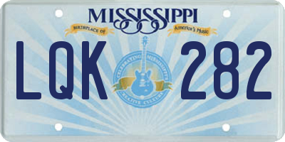 MS license plate LQK282