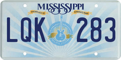 MS license plate LQK283
