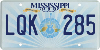 MS license plate LQK285