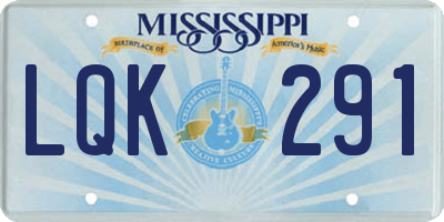 MS license plate LQK291