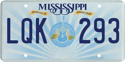 MS license plate LQK293