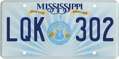 MS license plate LQK302