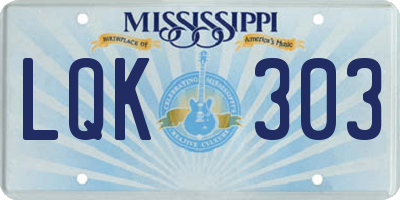 MS license plate LQK303