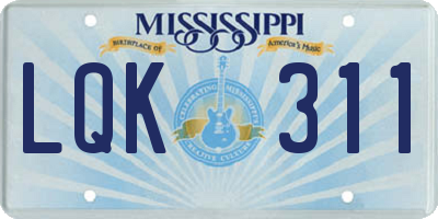 MS license plate LQK311