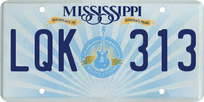 MS license plate LQK313