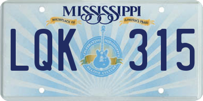 MS license plate LQK315