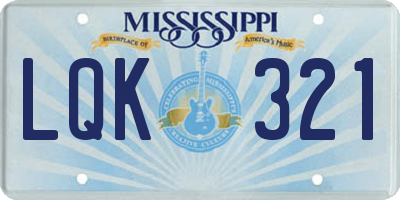 MS license plate LQK321