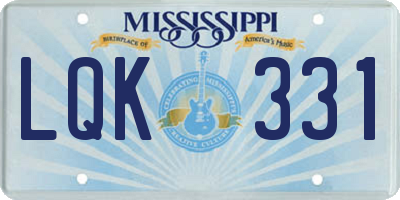 MS license plate LQK331