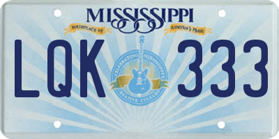 MS license plate LQK333