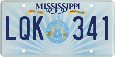 MS license plate LQK341