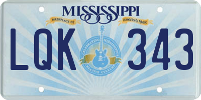 MS license plate LQK343
