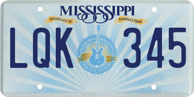 MS license plate LQK345