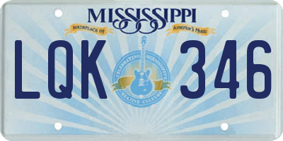 MS license plate LQK346