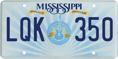 MS license plate LQK350