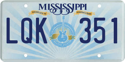 MS license plate LQK351