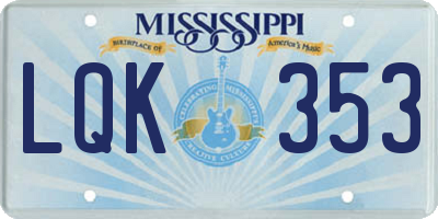 MS license plate LQK353