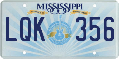 MS license plate LQK356