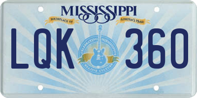 MS license plate LQK360