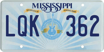 MS license plate LQK362
