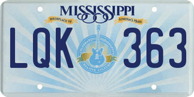 MS license plate LQK363