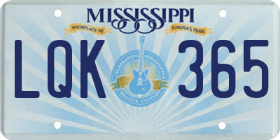 MS license plate LQK365