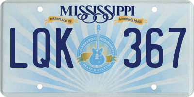 MS license plate LQK367