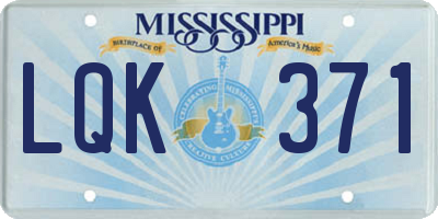 MS license plate LQK371