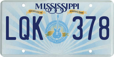 MS license plate LQK378