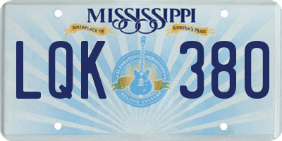 MS license plate LQK380
