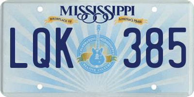 MS license plate LQK385