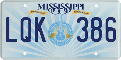 MS license plate LQK386