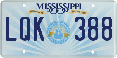 MS license plate LQK388