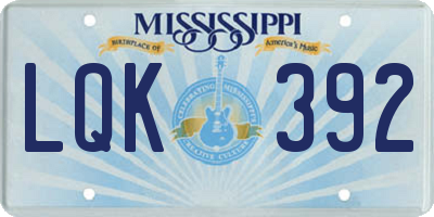 MS license plate LQK392
