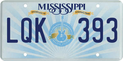 MS license plate LQK393