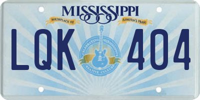 MS license plate LQK404